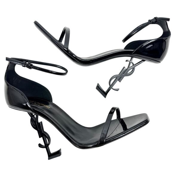 Saint Laurent Patent Leather Opyum YSL Heeled Sandals Black Size 42 - Picture 7 of 11